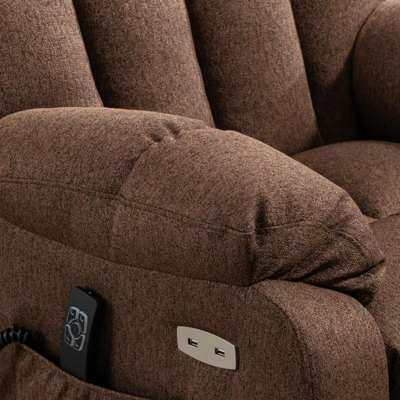 HOMCOM 2-in-1 Relaxstoel met Ligfunctie, USB-aansluitingen, Pocketvering, Koffiebruin(m-10)