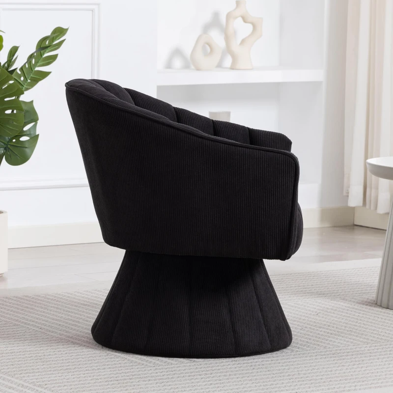 360°-Drehstuhl mit ergonomischer, umschließender Rücken- und Armlehne, 70 x 66 x72 cm, Schwarz