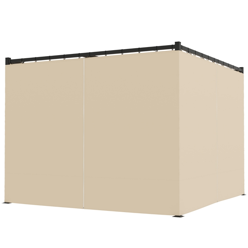 Outsunny Pergola 3 x 3 m Freistehend Terrassenüberdachung mit Schiebedach, 4 Seitenwände UV-beständig Beige