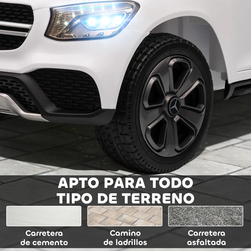 AIYAPLAY Coche Eléctrico para Niños Mercedes-Benz GLC Coupé 12V Mando a Distancia 2,4 G Motor Doble MP3 Blanco
