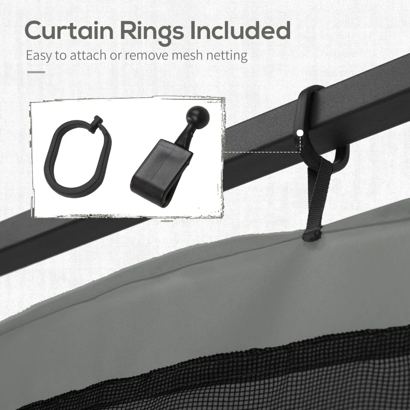 Outsunny 352 x 207cm Universal Replacement Mesh Sidewall Netting for Patio Gazebos and Canopy Tents, (Sidewall Only) Dark Grey