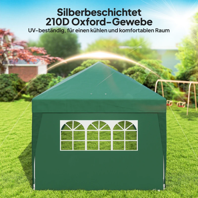 Outsunny Pavillon ca. 6x3m Stabil Winterfest Pop-up Faltpavillon mit Fenster Reißverschlusstür Seitenteilen UV Schutz
