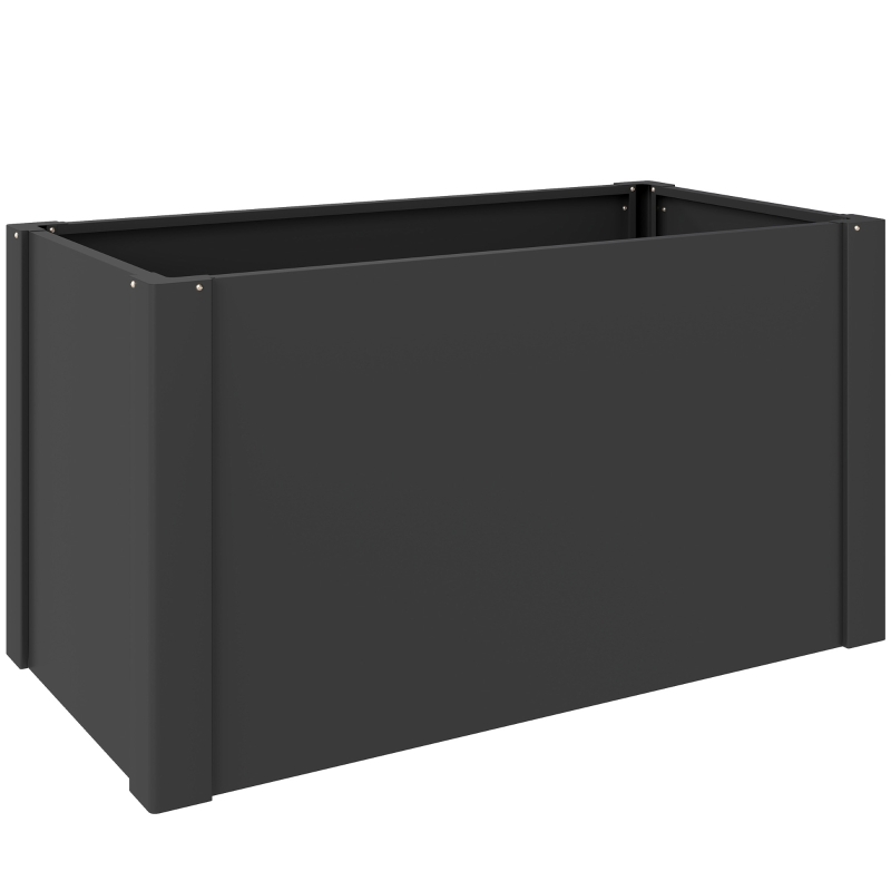 Outsunny Bac surélevé avec fond ouvert, jardinière avec barre de renfort et gants, 102 x 52 x 55 cm, Noir