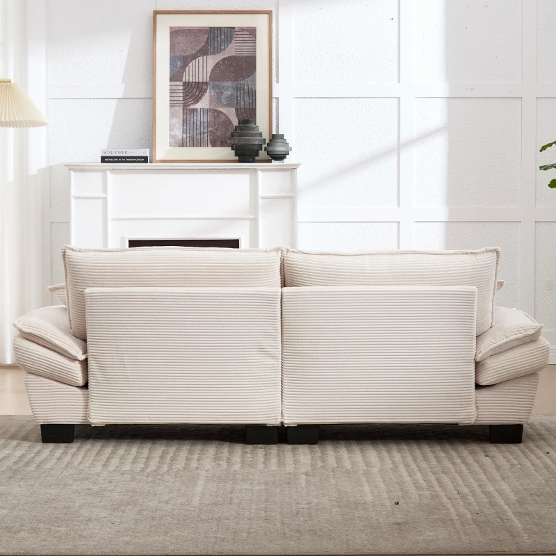 Modernes 2-Sitzer-Stoffsofa, für Wohnzimmer/Schlafzimmer/Büro, 224 x 81 x 81 cm, Beige