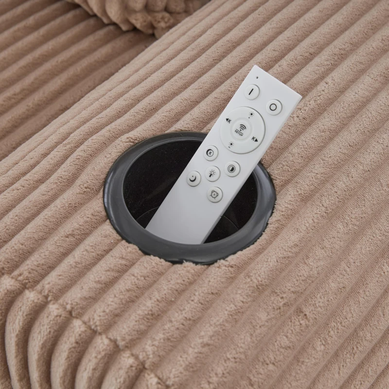 Modulares 2-Sitzer-Cordsofa, mit Getränkehalter und Seitentasche, 200 x 99 x 80 cm, Khaki