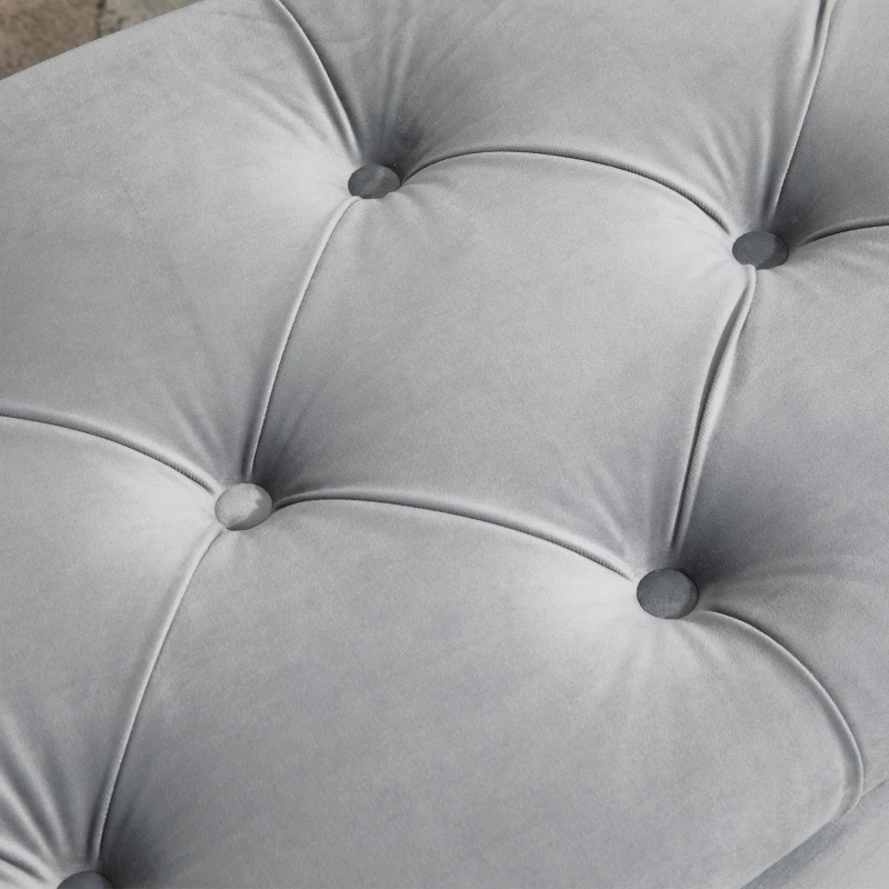 HOMCOM Bench Ottoman Storage Chest Footrest with Storage Space Open Lid for Bedroom Velvet-Touch Rubberwood Gray 120 x 46 x 42 cm