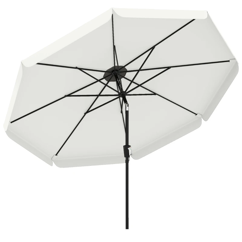 Outsunny 3 m Garden Parasol with Tilt Mechanism & Crank Handle, UPF 30+ Patio Umbrella Outdoor Table Umbrella, Cream White