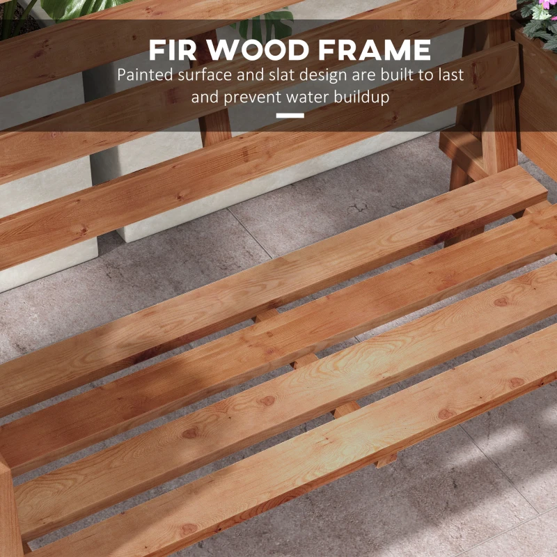 Outsunny Ławka Ogrodowa, Ławka, z Donicami na Kwiaty, Drewno, 184 cm x 59 cm x 95 cm, Brązowy