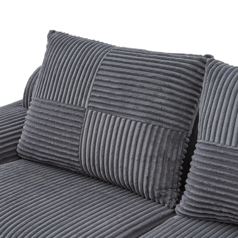 Modulares 2-Sitzer-Cordsofa, mit Getränkehalter und Seitentasche, 200 x 99 x 80 cm, Dunkelgrau
