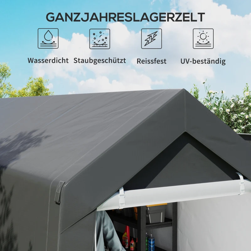 Outsunny Wetterfestes Gartenzelt, UV-beständig, Belüftungsfenster, Stahlrahmen, 210x360x235 cm, Dunkelgrau(m-4)