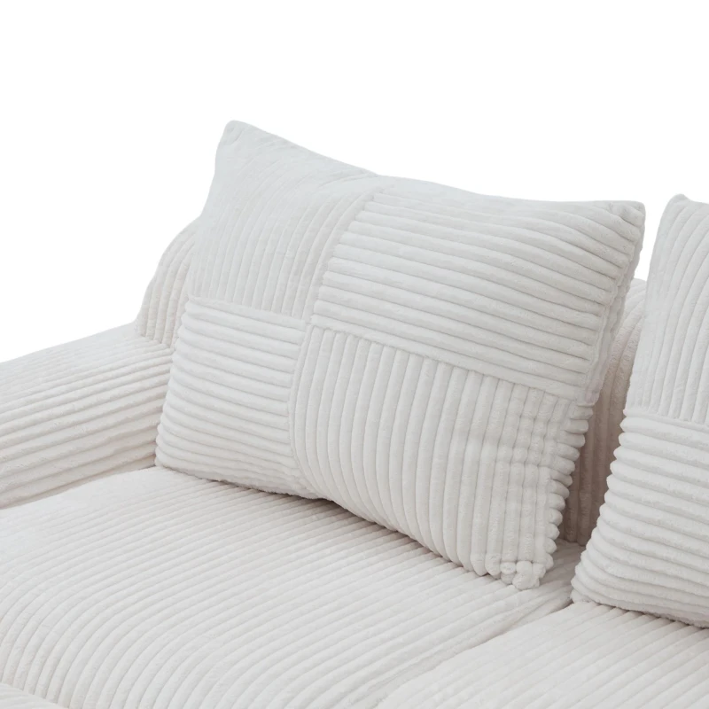 Modulares 2-Sitzer-Cordsofa, mit Getränkehalter und Seitentasche, 200 x 99 x 80 cm, Beige