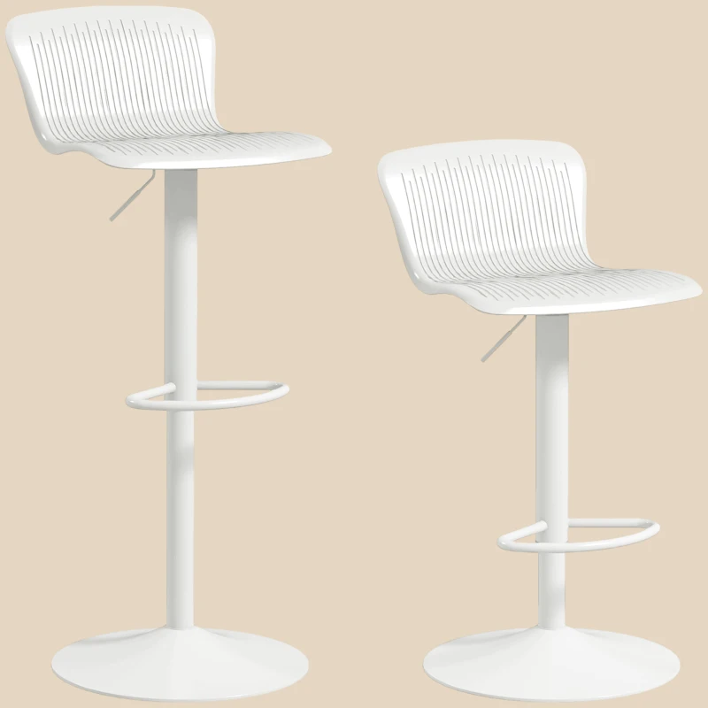 HOMCOM Set 2 Sgabelli da Bar con Schienale, Girevoli e con Altezza Regolabile, Polipropilene, Bianco