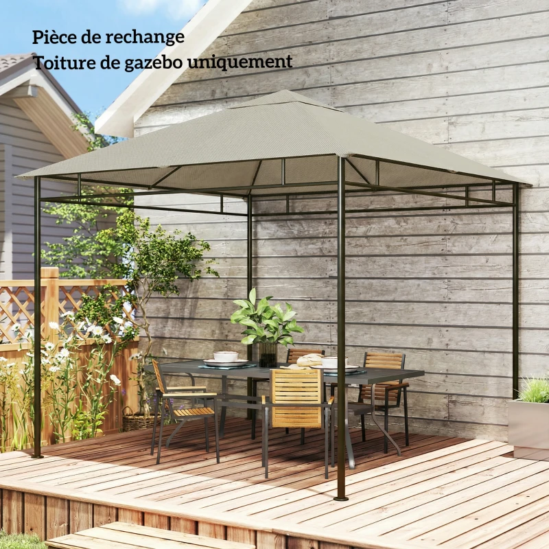 Outsunny Toile de rechange pour pavillon tonnelle tente toit de remplacement gazebo de jardin polyester 180 g/m² 3 x 3 m gris