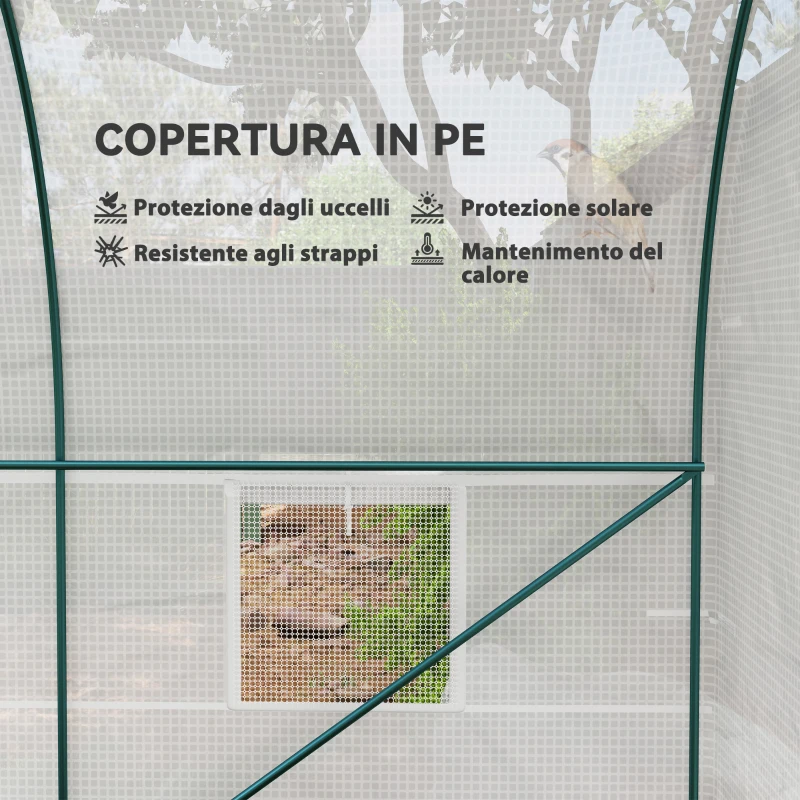 Outsunny Serra da Giardino a Tunnel con Telaio in Acciaio e 4 Finestre in PE 2.5x2x2m, Bianco
