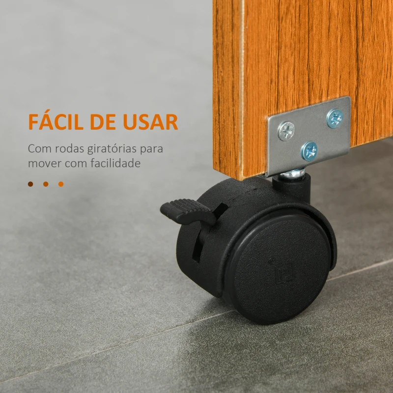 HOMCOM Mesa de Sala de Jantar Dobrável com Rodas Mesa Multifuncional para Sala de Jantar 120x80x73cm Branco e Teca