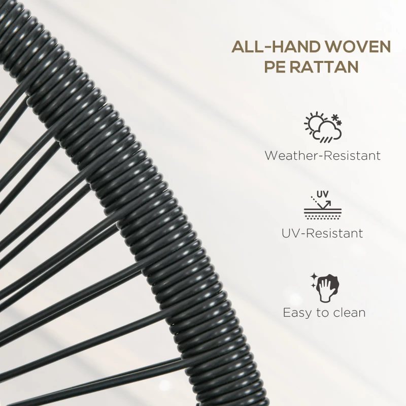 Outsunny Fotel Rattanowy w Stylu Boho, 132 cm x 72 cm x 83 cm, Czarny