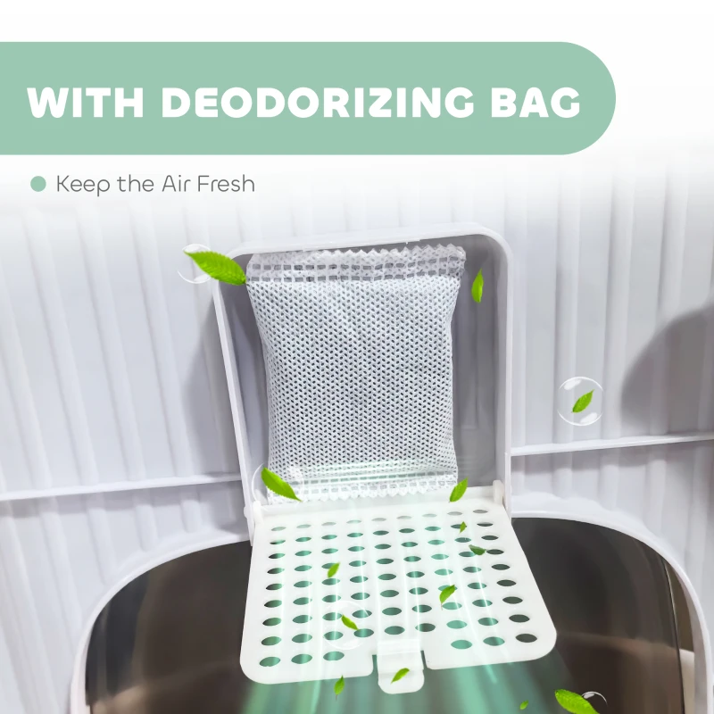 PawHut Kuweta dla kota z pokrywą, górnym wejściem, łopatką, wysuwaną szufladą, dla kotów do 4,5 kg, 40,5 x 52,5 x 42,5 cm, szara