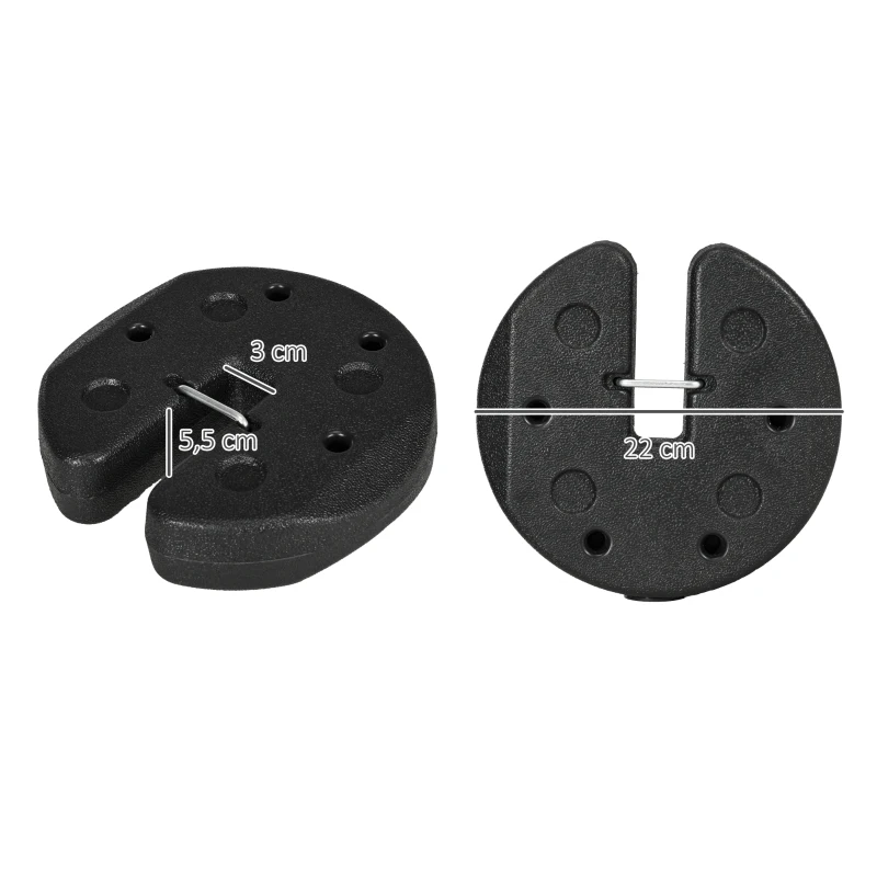 Outsunny Pack de 4 Pesos para Carpas Plegables Rellenados con Cemento Bases para Toldo Pérgola Ø22x5,5 cm Negro