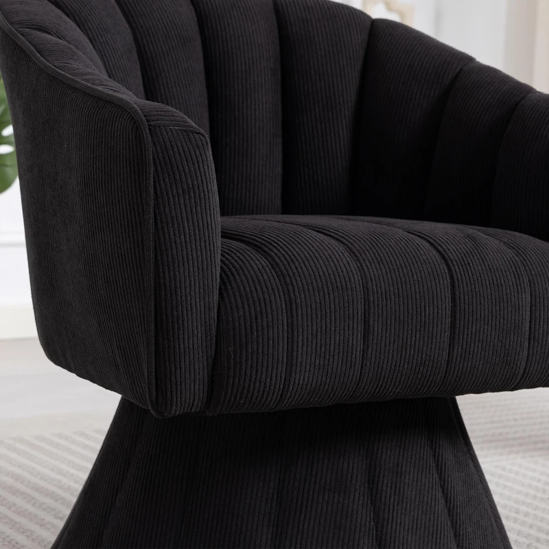 360°-Drehstuhl mit ergonomischer, umschließender Rücken- und Armlehne, 70 x 66 x72 cm, Schwarz