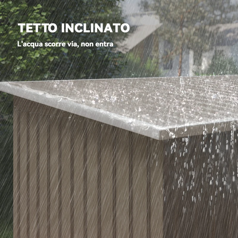 Outsunny Ripostiglio da Giardino in Acciaio con 2 Prese d'Aria e 2 Porte Scorrevoli, 280x130x172 cm, Marrone Legno