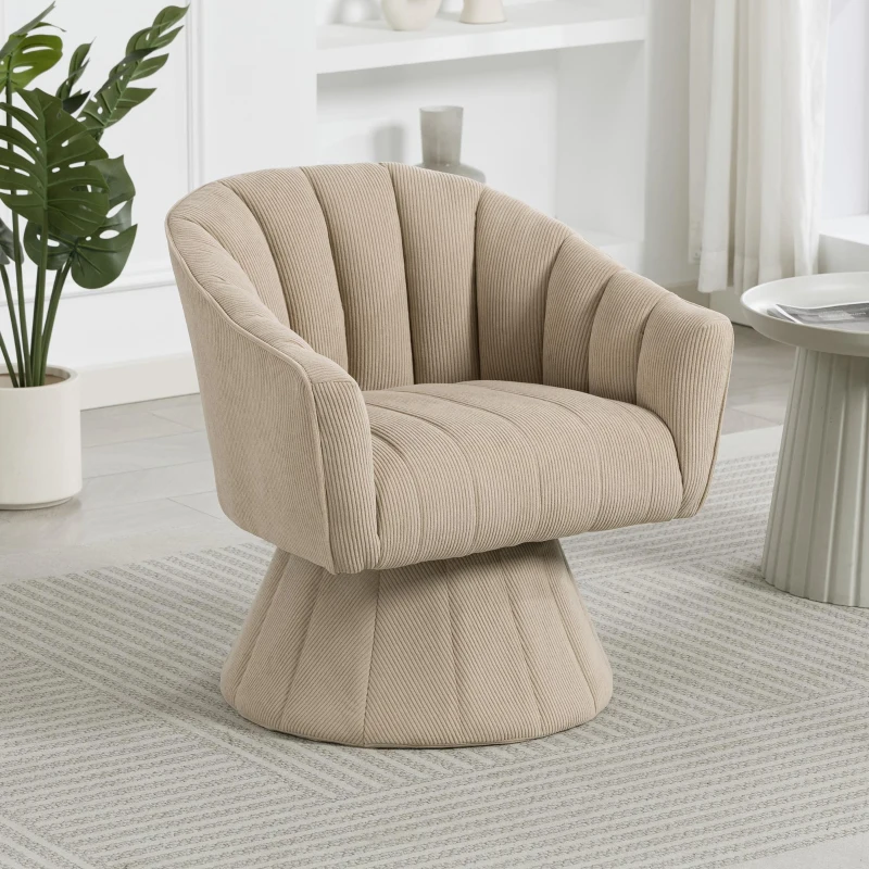 360°-Drehstuhl mit ergonomischer, umschließender Rücken- und Armlehne, 70 x 66 x 72 cm, Khaki