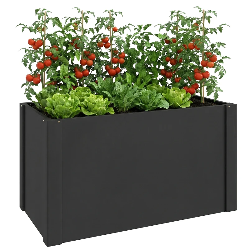 Outsunny Verhoogde plantenbak met open bodem, versterkte stang en handschoenen, 102 x 52 x 55 cm, zwart
