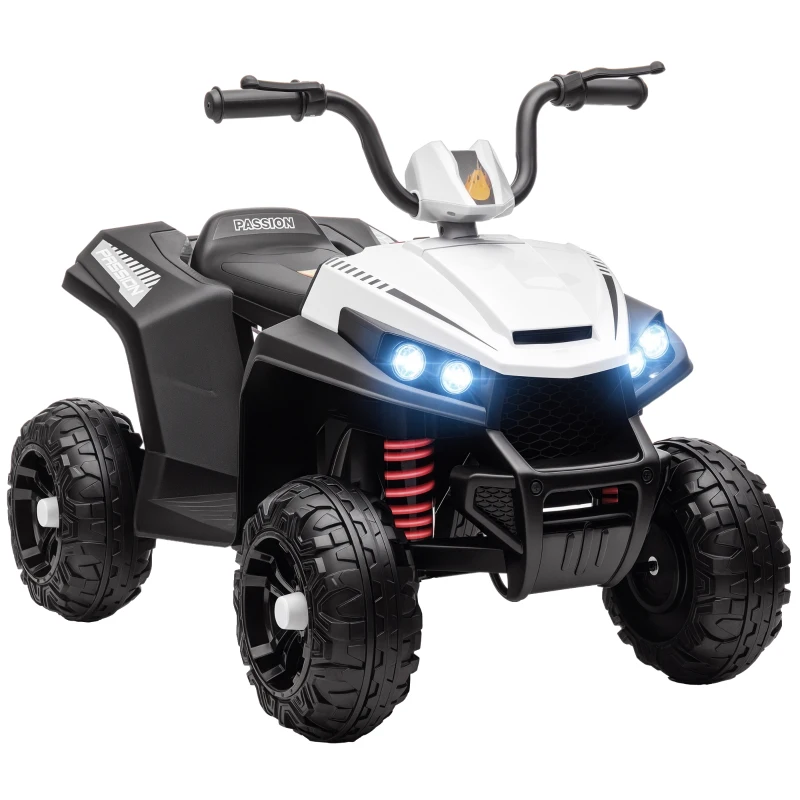AIYAPLAY Quad elettrico per bambini con luci, musica e sospensioni, 5 km/h, Bianco