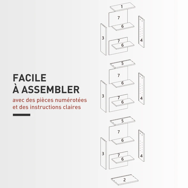 HOMCOM Rangements pour CD et DVD 9 compartiments et 6 étagères réglables capacité max. 260 CD/120 DVD 33 x 24 x 140 cm noir