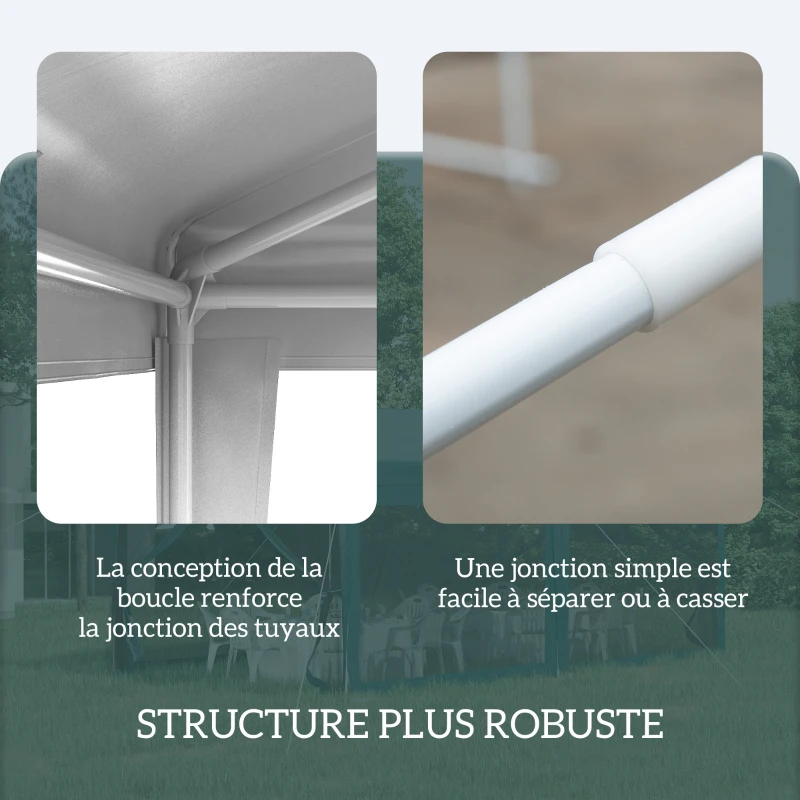 Outsunny Tonnelle de jardin 3 x 3 m, barnum tente de réception Structure en acier, tissu PE pour fêtes et mariages, blanc