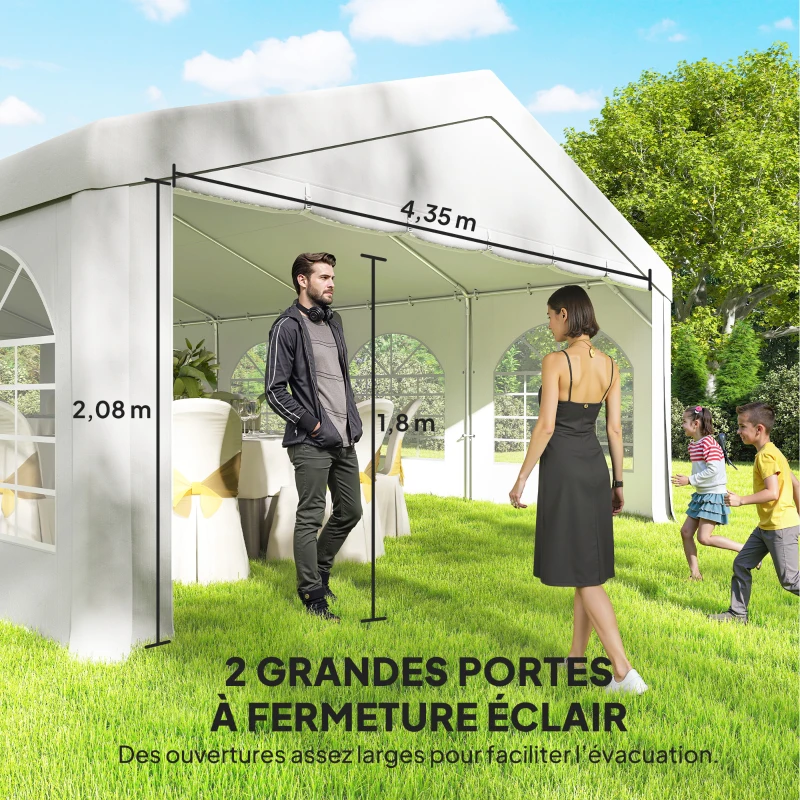 Outsunny Tente de réception barnum 5 compartiments protection UPF30+ structure renforcée 10 parois amovibles 5 x 10 m blanc
