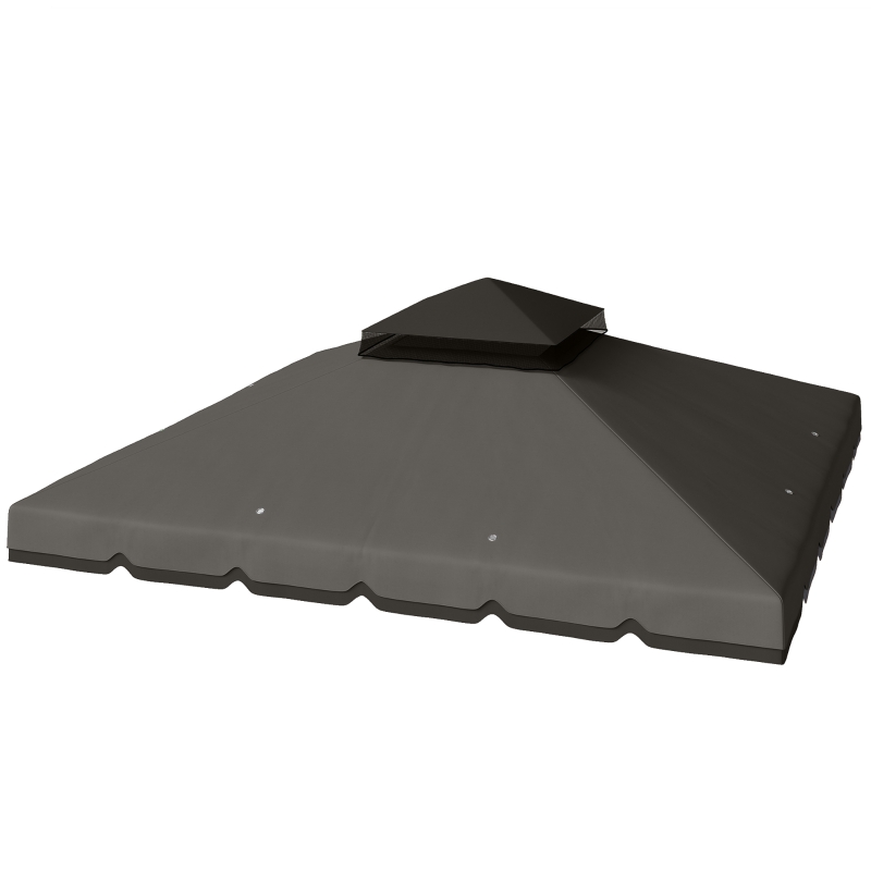 Outsunny Toldo de Recambio 3x3 m Solo Tela con Doble Techo y Drenaje, 300x300 cm, Gris Claro
