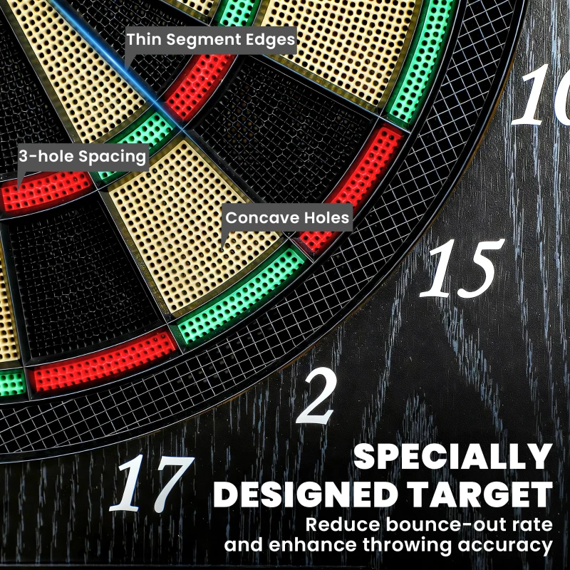 SPORTNOW Elektronisch dartbord E-dartboard met deuren in houtlook, LED-display, spraakmeldingen, 6 dartpijlen, 24 reservepunten