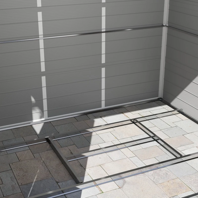 Outsunny 7.9ft x 6.2ft Aluminium Frame Rust Resistance Waterproof Shed, with Galvanised Foundation - Light Grey