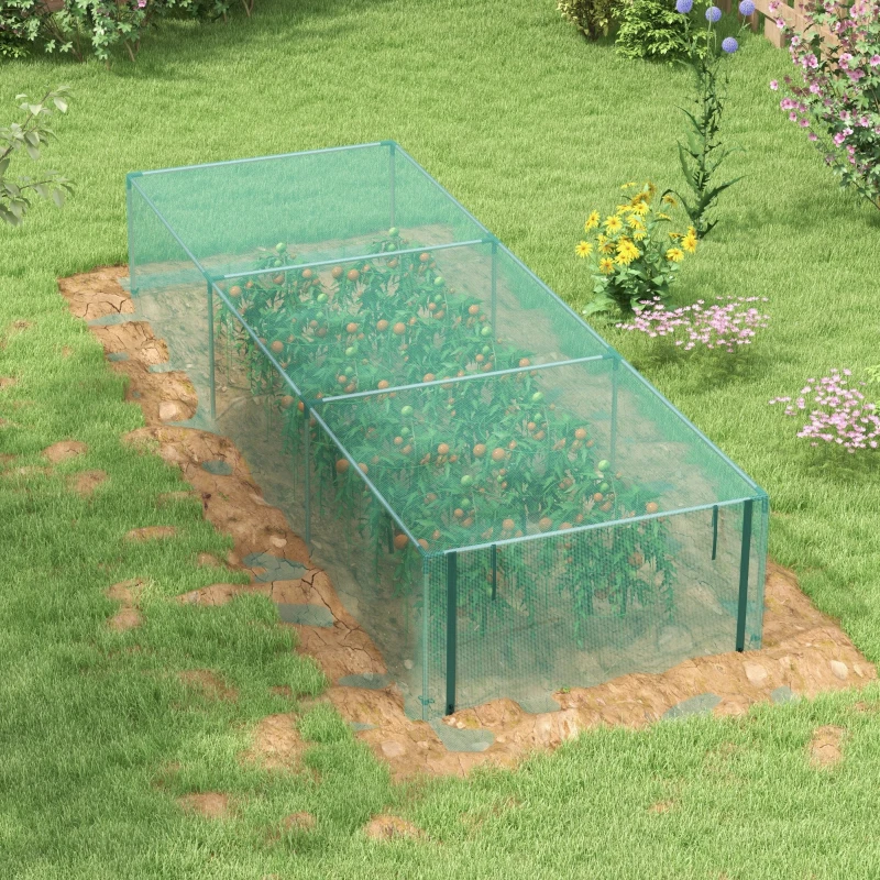 Outsunny Plasă de protecție pentru plante, protecție pentru legume, ușă cu fermoar, cadru din oțel, 125x125x62,5 cm, Grün/Silber
