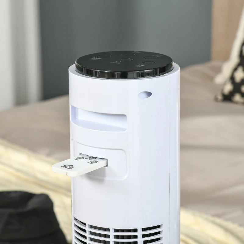 HOMCOM Ventilatore a colonna 45 W con oscillazione 70°, timer 12 h e telecomando, Bianco