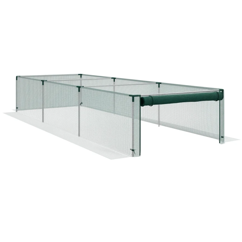 Outsunny Plasă de protecție pentru plante, protecție pentru legume, ușă cu fermoar, cadru din oțel, 125x125x62,5 cm, Grün/Silber