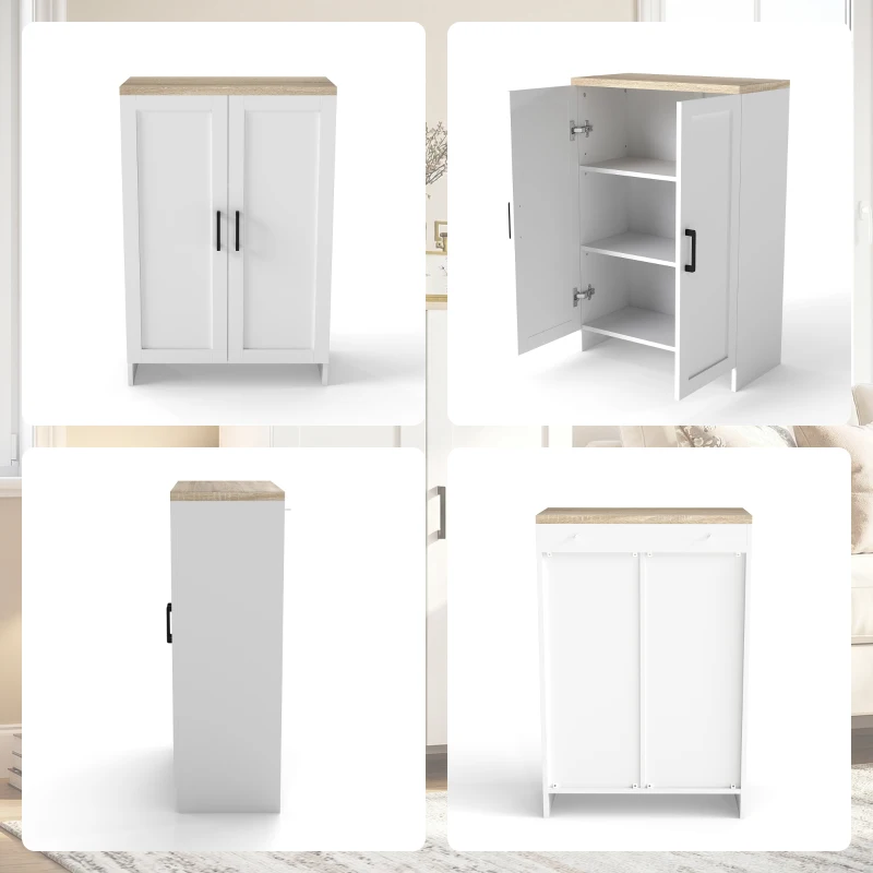 HOMCOM Buffet meuble cuisine rangement avec placard à portes et étagères réglables, 60 x 30 x 90 cm, blanc