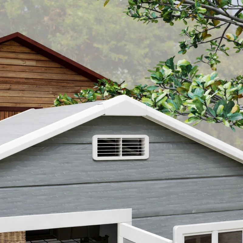 Outsunny 6 x 4ft Plastic Shed with Floor, Wood Effect Resin Garden Shed with Window, Lockable Door, Lock and Keys, Vents, All Weather Resistant for Outdoor, Patio, Lawn, Grey