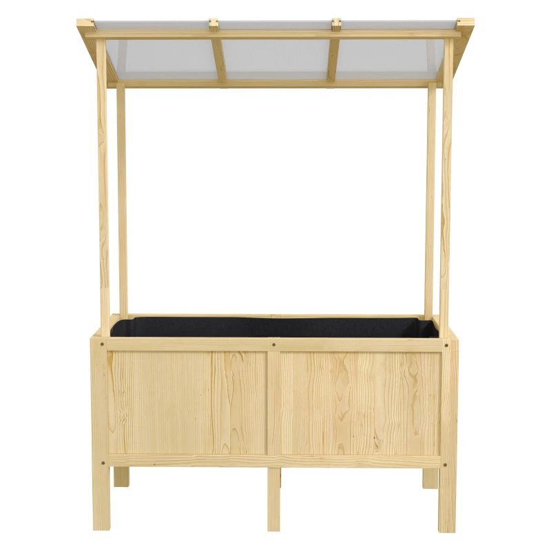 Outsunny Jardinieră înălțată cu acoperiș, orificii de drenaj, căptușeală din material nețesut, rezistentă la intemperii, lemn de brad, 110x60x152 cm