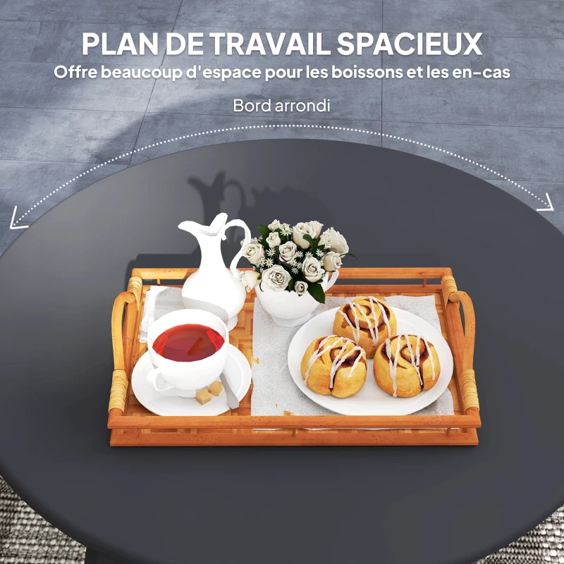 Outsunny Petite table basse ronde, table d'appoint avec patins antidérapants, cadre en métal, pour jardin, Ø 70 x 42 cm, noir