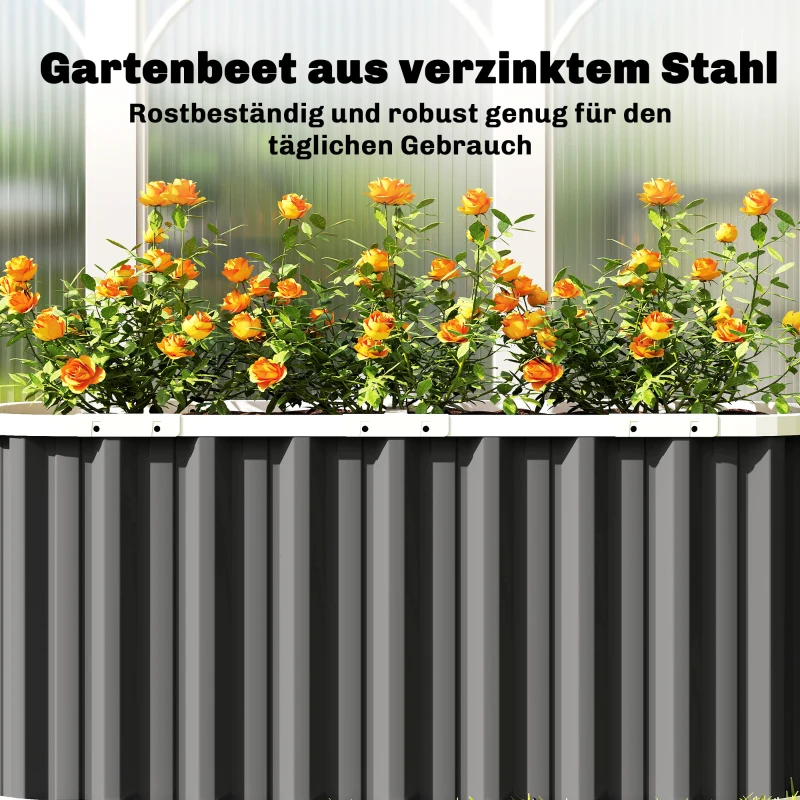 Outsunny Hochbeet Metall 136 x 53 x 61 cm Tief Gartenbeet mit Schutzkanten Pflanzenetiketten Handschuhe Offenem Boden