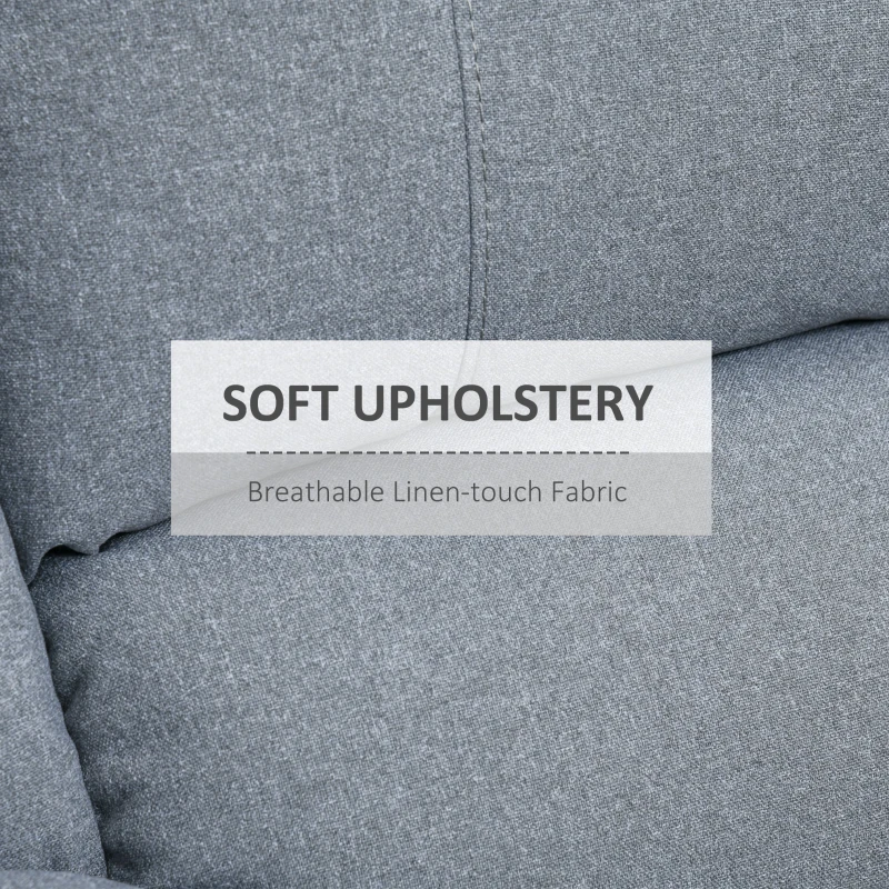 HOMCOM Recliner Chair, Lounger with Reclining Function, TV Armchair with Linen Look, Reclining Chair up to 150 kg Load Capacity, for Living Room, Steel, Dark Gray 90 x 96 x 98 cm