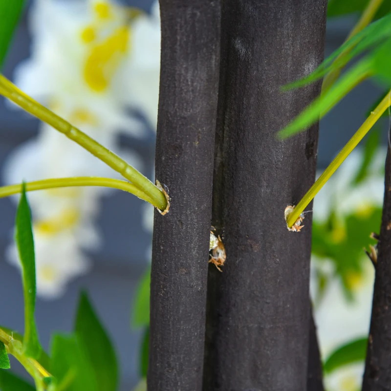 Outsunny Pianta Artificiale Glicine Bianco Finto con Vaso per Interni ed Esterni, Bianco e Verde Ø18 x 165cm