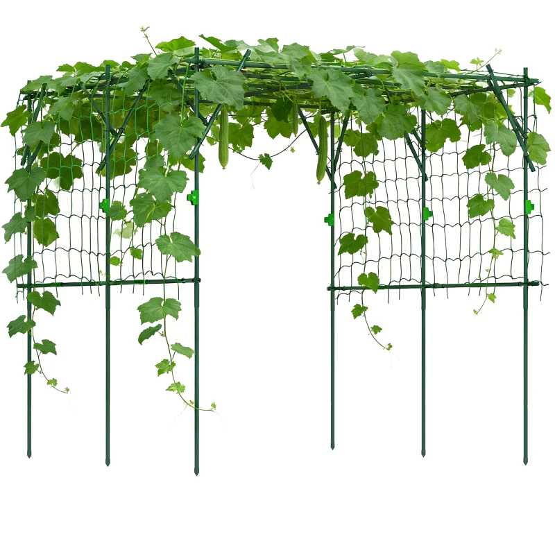Outsunny Grilaj din oțel de introdus rezistent la rugină suport pentru plante cățărătoare spalier 223 x 223 x 223 cm arcadă pentru trandafiri Verde