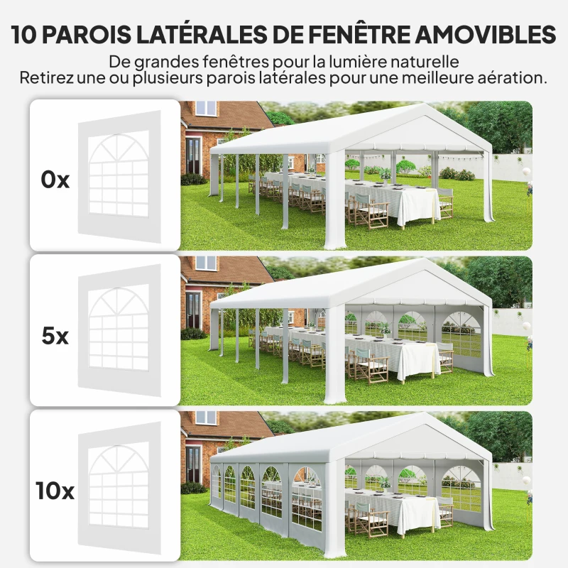 Outsunny Tente de réception barnum 5 compartiments protection UPF30+ structure renforcée 10 parois amovibles 5 x 10 m blanc