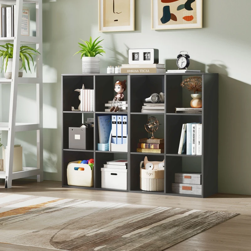 HOMCOM Estante de Cubos com 6 Prateleiras Porta Objetos em Madeira de Design Rústico 61,5x29,5x91,5 cm Preto