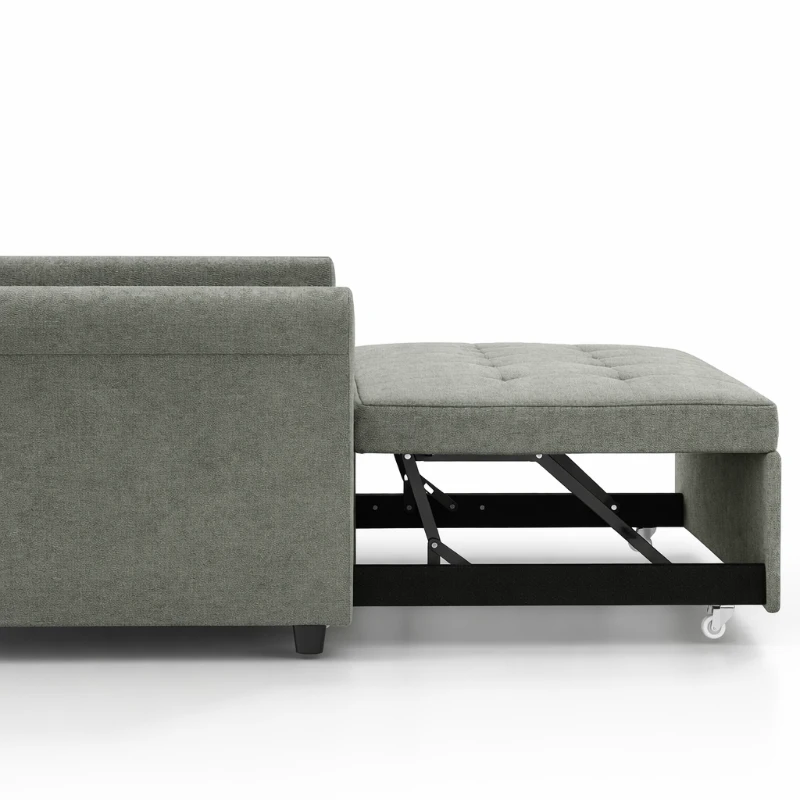 HOMCOM Two-Seater Velvet-Feel Sofa Bed - Grey