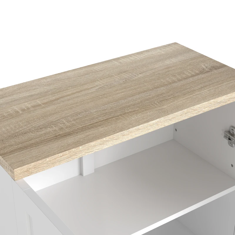 HOMCOM Buffet meuble cuisine rangement avec placard à portes et étagères réglables, 60 x 30 x 90 cm, blanc
