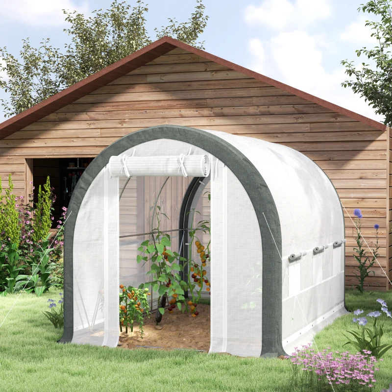 Outsunny 3 x 2(m) Walk-In Tunnel Greenhouse, with Accessories - White