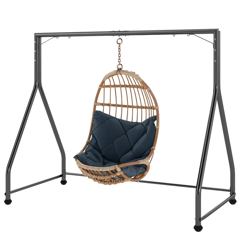 Outsunny Soporte para Columpio de Acero Estructura de Columpio de 2 y 3 Asientos Carga 360 kg 210x117x175 cm Negro